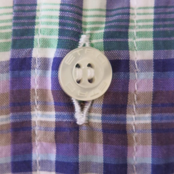 Etro Milano Tartan Plaid Check Button Down Long Sleeve Dress Shirt - Size Small - Picture 6 of 8